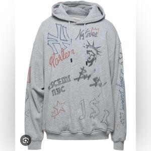 Buscemi, Gray, Graffiti hoodie, size XL